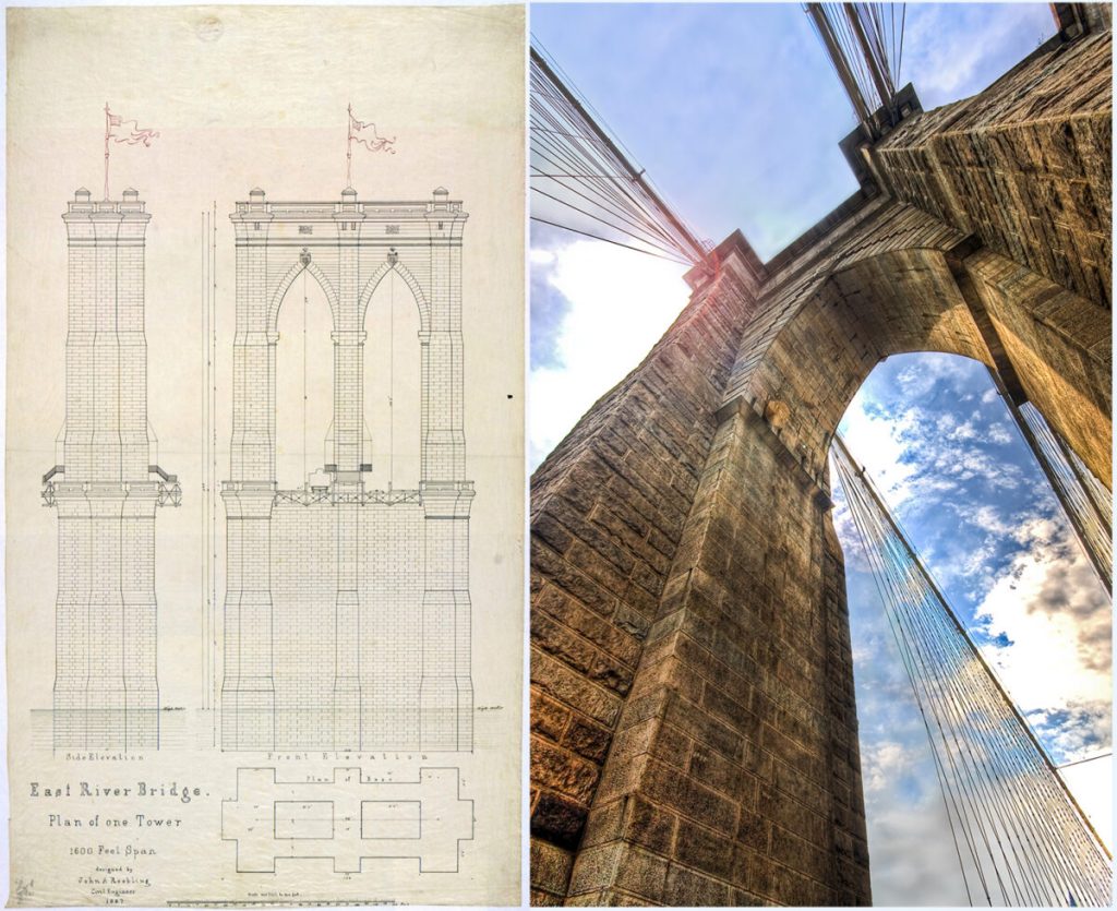Bản thiết kế cho một tòa tháp trên Cầu Brooklyn